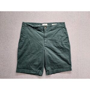 Goodfellow & Co Men Chino Short 32 Green Zip Button Slash Pockets Stretch Casual